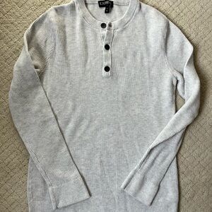 Express Light Gray Ribbed Henley Top 100 cotton minimalist